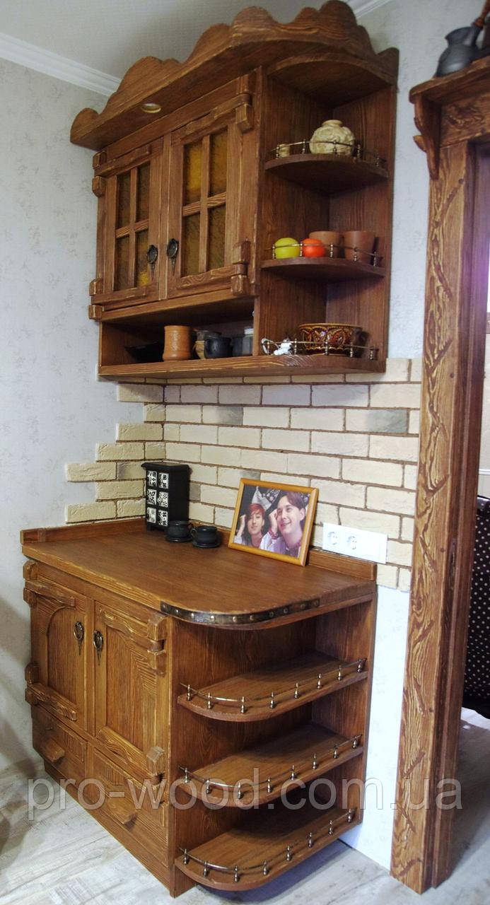 Буфет роздільний дерев'яний, кутовий, фото 1