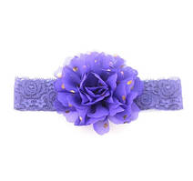 Дитяча фіолетова пов'язка на голову - окружність голови приблизно 40-52см, діаметр квітки 10см
