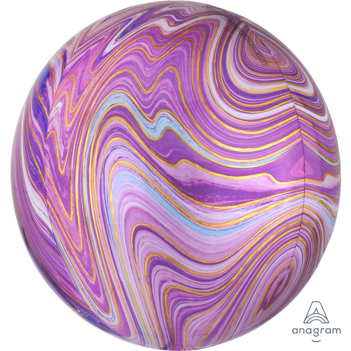 Фольгована куля 3d сфера А 16" Агат фіолетовий purple marble, фото 1