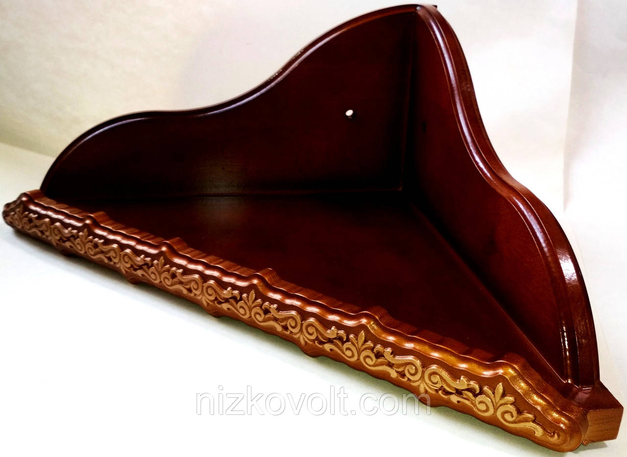 Дерев'яна кутова полка під ікони 335х335х170 мм