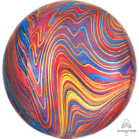 Фольгированный шар 3d сфера А 16" Агат цветной colorful marble