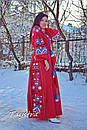 Вишиванка плаття вишите, червоне плаття льон, вишите плаття вишиванка, вечірнє плаття в підлогу, фото 6