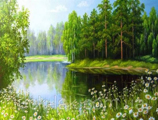 Алмазна вишивка природа, річка, повна викладка, 30х40 см