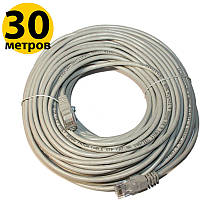 Патч-корд 30 метров, UTP, Grey, Ritar, литой, RJ45, кат.5е, витая пара, сетевой кабель для интернета