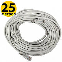Патч-корд 25 метров, UTP, Grey, Ritar, литой, RJ45, кат.5е, витая пара, сетевой кабель для интернета