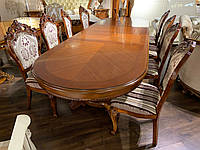 Комплект стол бароко овальный обеденный раскладной + 10 стульев, Кентукки
