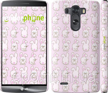 Чохол на LG G3 dual D856 Зайчики на рожевому тлі "239c-56"