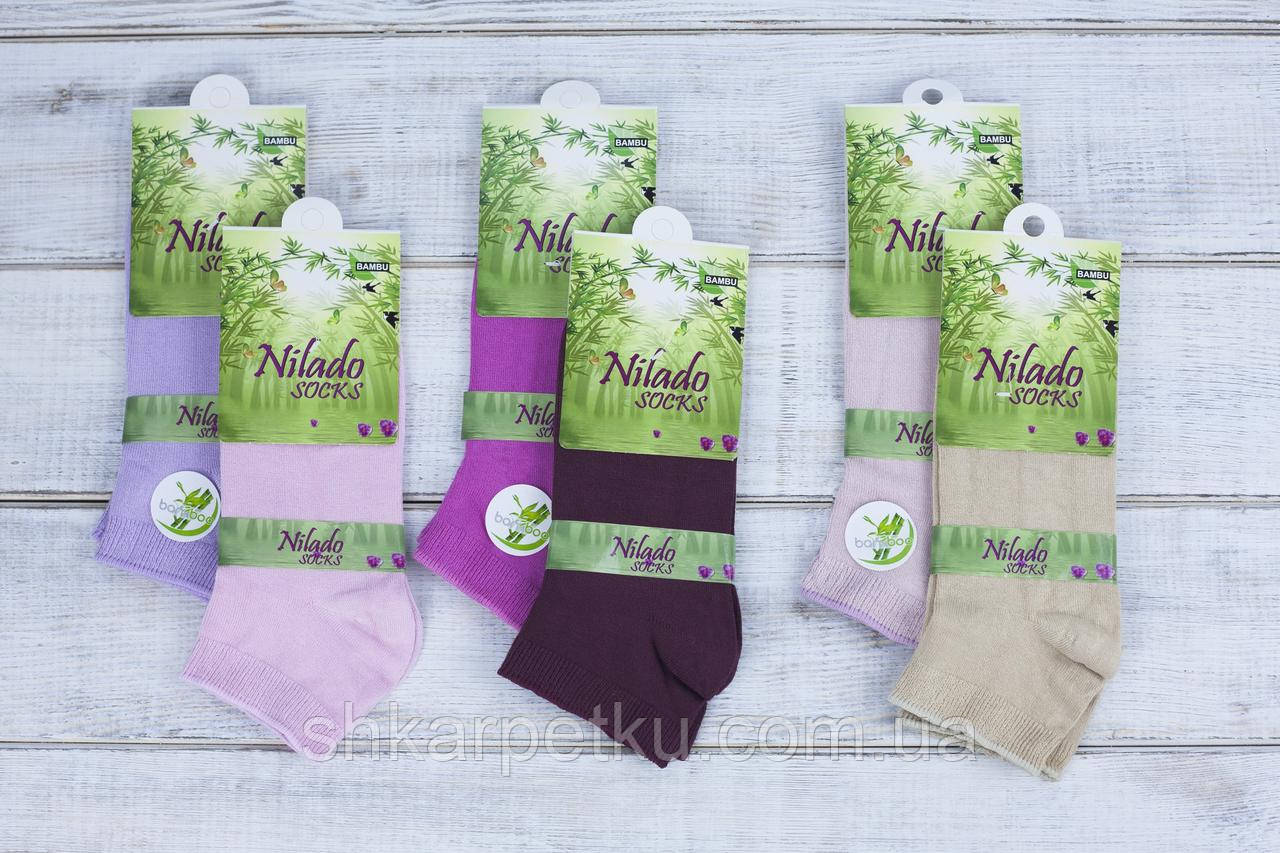 Жіночі шкарпетки антибактеріальні Nilado шкарпетки стрейчеві бамбук однотонні 35-39 12 шт в уп мікс 6 кольорів