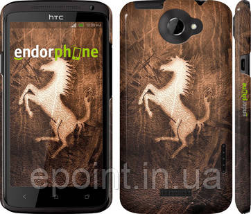 Чохол на HTC One X Логотип Феррарі на шкірі "133c-42"
