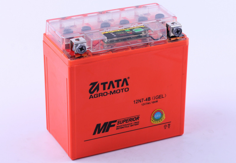 Акумулятор 7Аһ-12N7-4B OUTDO (гелевий, оранж. З ІНДИКАТОРОМ) 137*77*124mm - Мотоцикл 2019 р., фото 1