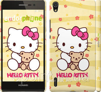 Чехол на Huawei Ascend P7 Hello kitty. Yellow "681c-49"