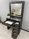 Стіл візажиста з місткими ящиками і дзеркалом, стіл для макіяжу, туалетний столик, колір - Венге., фото 2