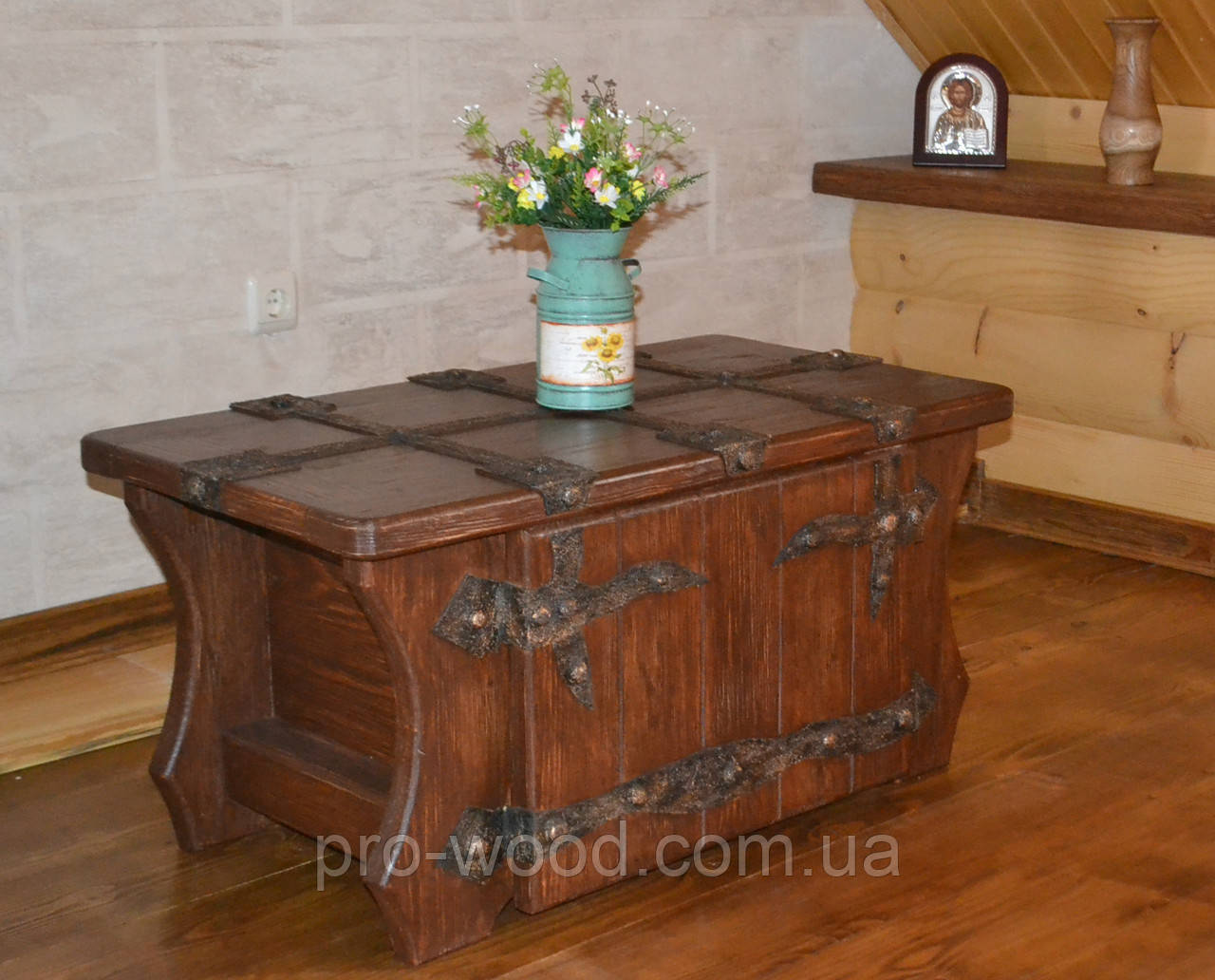 Скриня з куванням під старовину підлогова, фото 1