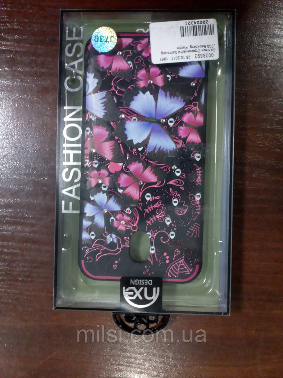 Накладка задня Samsung J730 стрази-квіти силікон Beckberg Pink