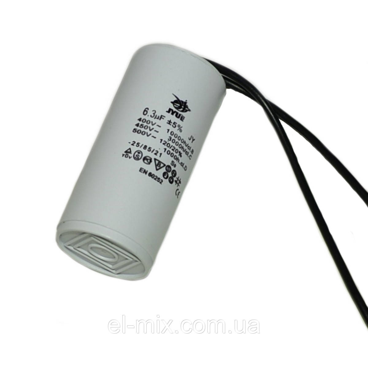 Конденсатор CBB-60 6.3µF 450VAC ±5% виводи 30*65мм Jyul