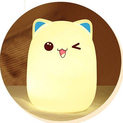 Силіконовий світильник-нічник дитячий Милий котик StreetGo, фото 1