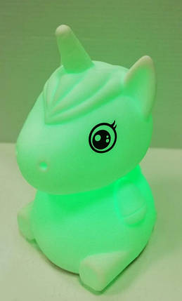 Силіконовий нічник дитячий єдиноріг 7 LED кольорів USB нічник-світильник, фото 2