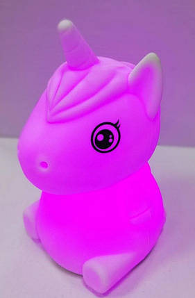Силіконовий нічник дитячий єдиноріг 7 LED кольорів USB нічник-світильник, фото 1