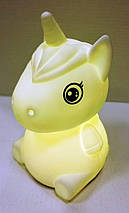 Силіконовий нічник дитячий єдиноріг 7 LED кольорів USB нічник-світильник, фото 4