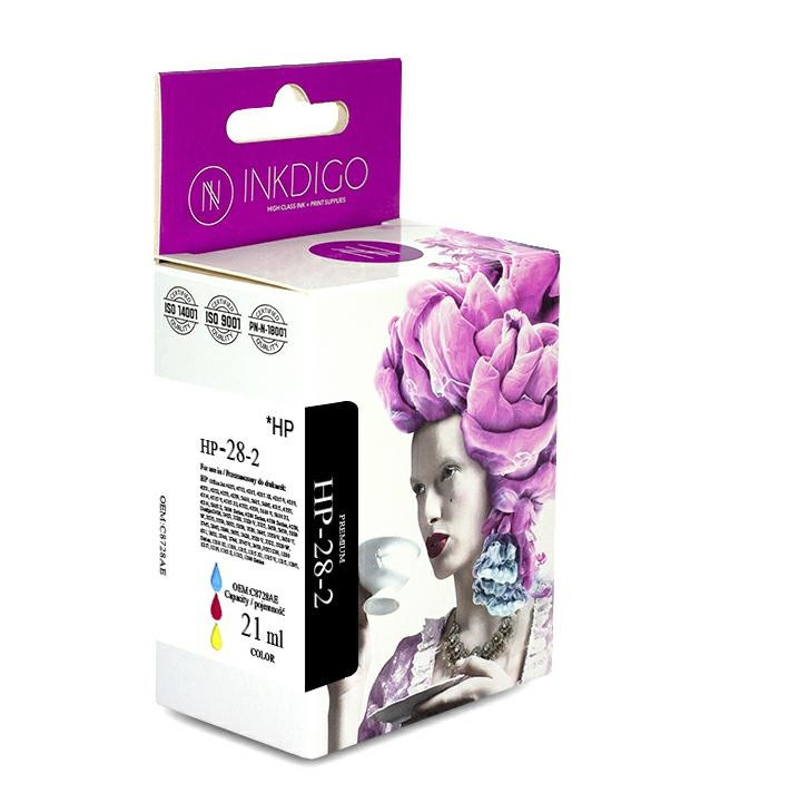 Сумісний картридж Inkdigo™ HP 28 Color (C8728AE), чорнильний, кольоровий, 21ml, аналог C8728A