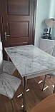 Розкладний комплект кухонний сірий стіл і стільці "Світлий камінь граніт мармур" ДСП гартоване скло 70*110 (Лотос-М), фото 4