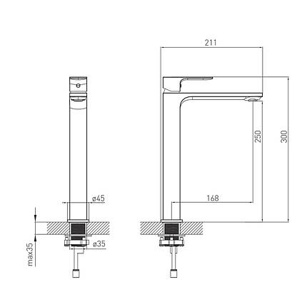 Змішувач для умивальника високий Dante De la Noche, фото 2