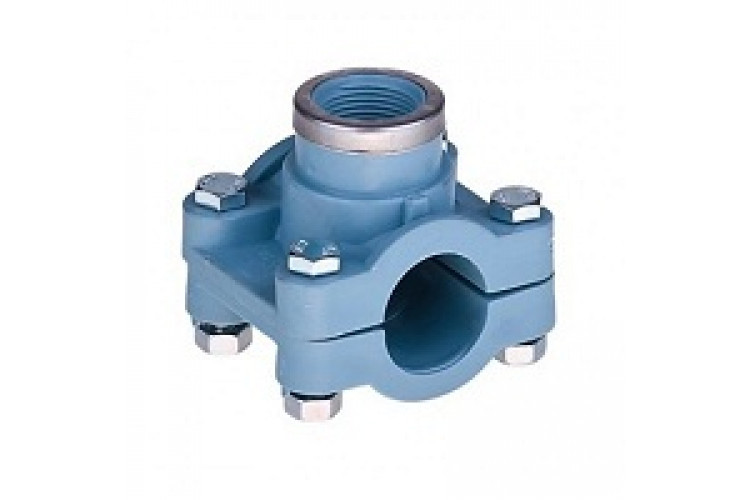 Хомут Unidelta, PN16, d 20x1/2", для врізки в ПНД, ПП, ПВХ трубопровід, фото 1