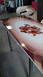 Розкладний стіл обідній кухонний комплект стіл і стільці 3D малюнок 3д "Кавова лілія" ДСП скло 70*110 Mobilgen 1016/185, фото 3