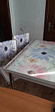 Розкладний стіл обідній кухонний комплект стіл і стільці 3D малюнок 3д "Блакитна ромашка" ДСП скло 70*110 Лотос-М, фото 4