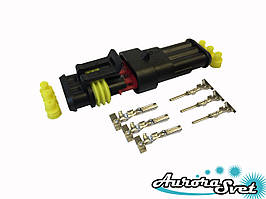 Вологозахищений роз'єм 3 контактний. Роз'єм IP 68. Роз'єм герметичний. Герметичний роз'єм для автомобіля