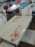 Розкладний стіл обідній кухонний комплект стіл і стільці 3D малюнок 3д "Кремова роза" ДСП скло 70*110 Лотос-М, фото 2