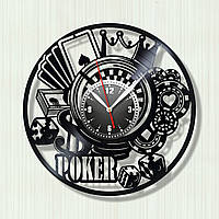 Покер Мапи на годиннику Покерні фішки Вініловий годинник Азартні ігри Настільна гра Годинник вінілові 30 см
