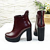 Черевики жіночі на високому підборі. Бордовий колір, фото 4