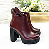 Черевики жіночі на високому підборі. Бордовий колір, фото 2