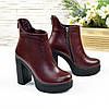 Черевики жіночі на високому підборі. Бордовий колір, фото 5