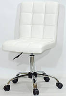 Кресло Augusto CH - Office белый кожзам, на хромированной крестовине с колесами, регулировка высоты