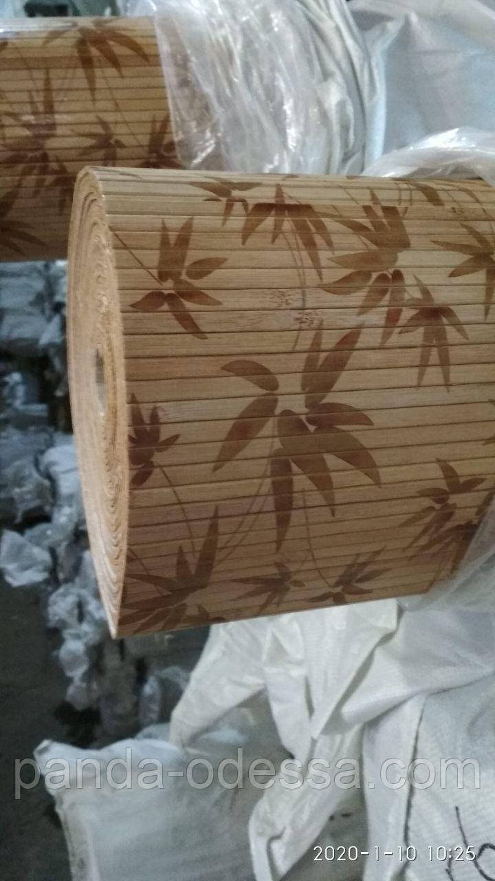 Бамбукові шпалери "Листя бамбука" коричневі, 1,5 м, ширина планки 8 мм/Бамбукові шпалери