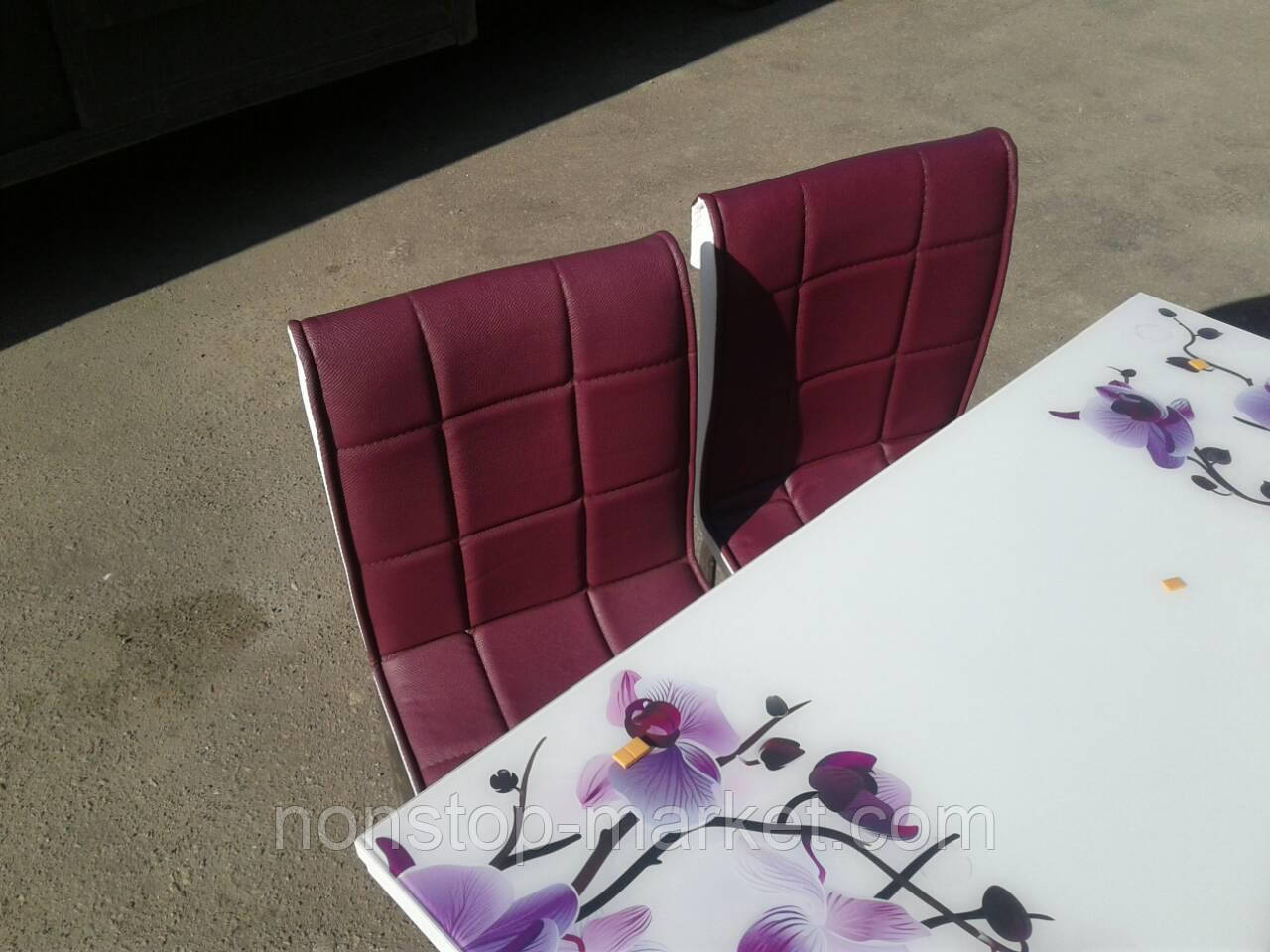 Розкладний стіл обідній кухонний комплект стіл і стільці 3D малюнок 3д "Орхідеї" ДСП скло 70*110 Лотос-М - фото 6 - id-p630580151