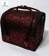 Б'юті кейс валіза для майстра салонів краси нубук на змійці алфавіт чорно-червоний