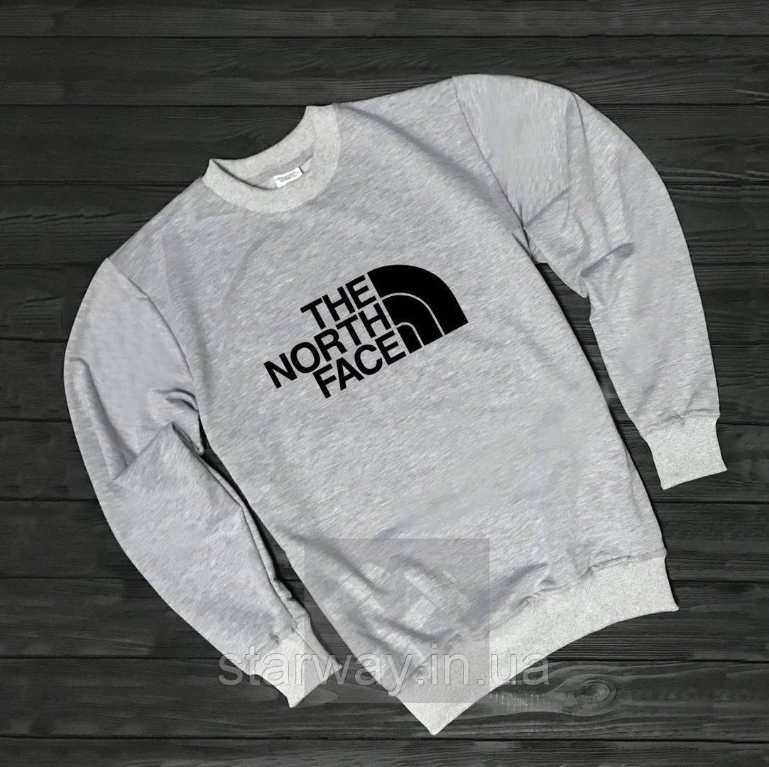 Cірий cвітшот | кофта the north face black logo