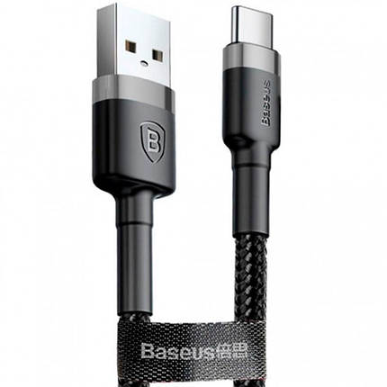 Кабель Baseus Cafule Cable USB to Type-C 3A 1m CATKLF-BG1 Black-Grey, фото 1