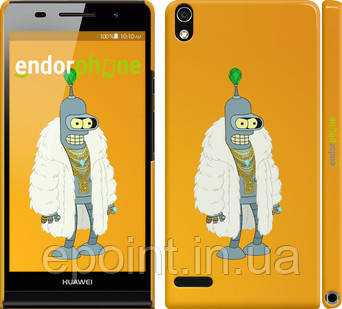 Чехол на Huawei Ascend P6 Футурама. Бендер у шубі "664c-39", фото 1