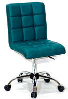 Крісло Augusto CH — Office зелений шкірозамінник на хромованій базі з колесами, 10238, фото 2