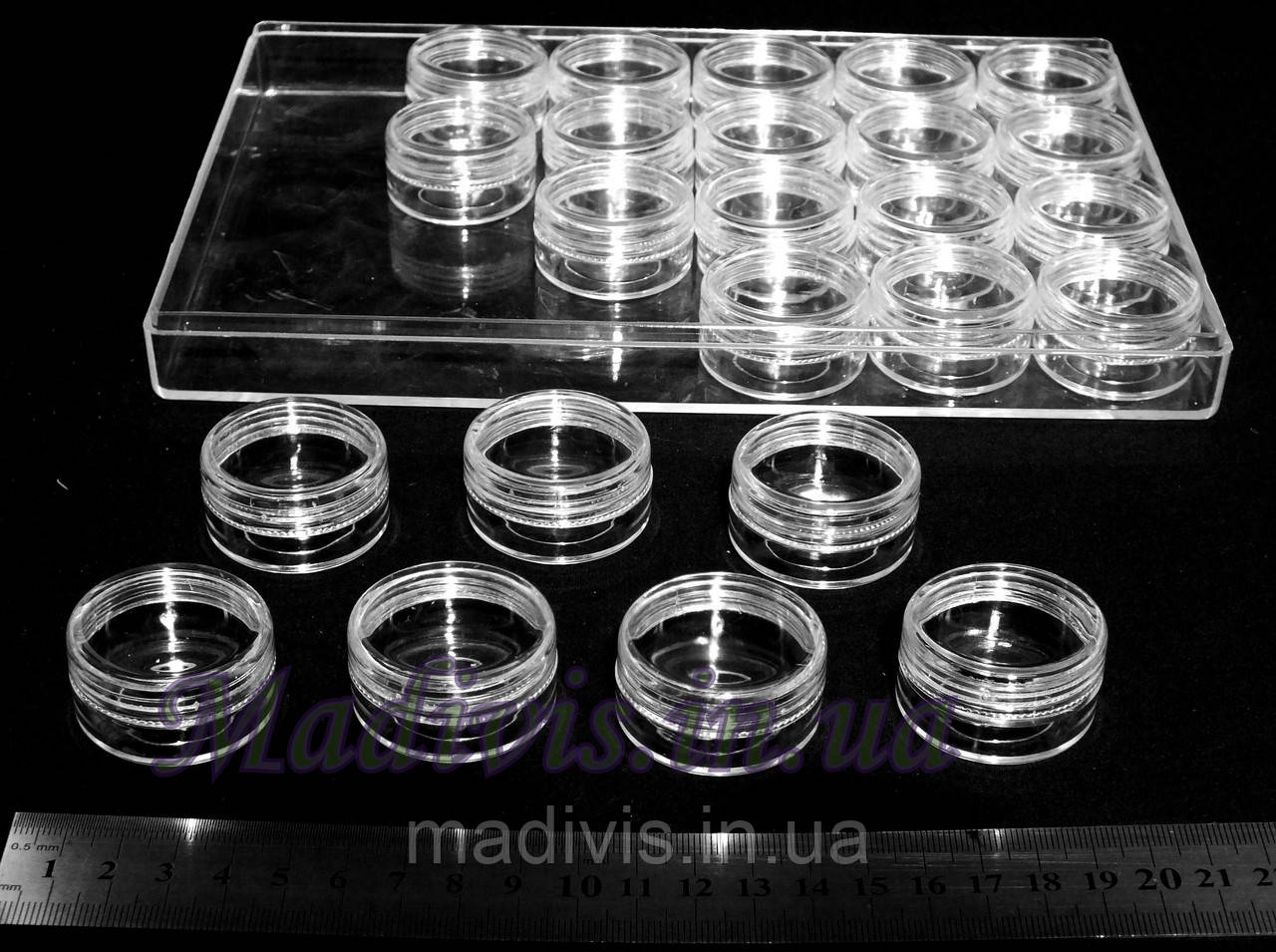 Органайзер (бокс) з 24 баночками для дрібних предметів (24 х 16 х 2,7 см.), фото 1