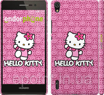 Чехол на Huawei Ascend P7 Hello kitty. Pink lace "680c-49", фото 1