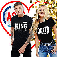 Футболки парные для влюбленных king queen печать на футболках за 1 день