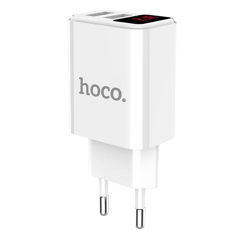 Зарядний пристрій 2USB Hoco C63A LCD 2.1A White