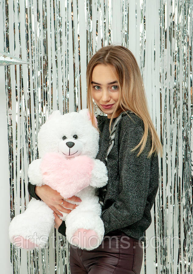 М'яка плюшева іграшка ведмежа "Френк" 65 см. Колір білий. Подарунок для коханої