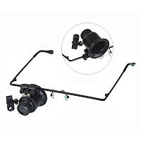 Лупа-окуляри монокулярные 20х (раб. відстань: 1-2см, раб. поле: 1см2) з підсвічуванням Magnifier 9892A-I