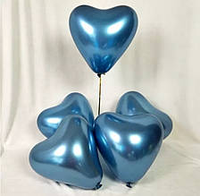 Повітряні кулі латексні серце блакитний хром